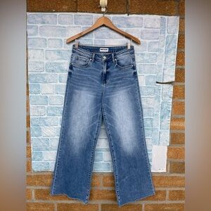 BAYEAS High -Rise Wide Leg Jeans with Frayed Hem size 28